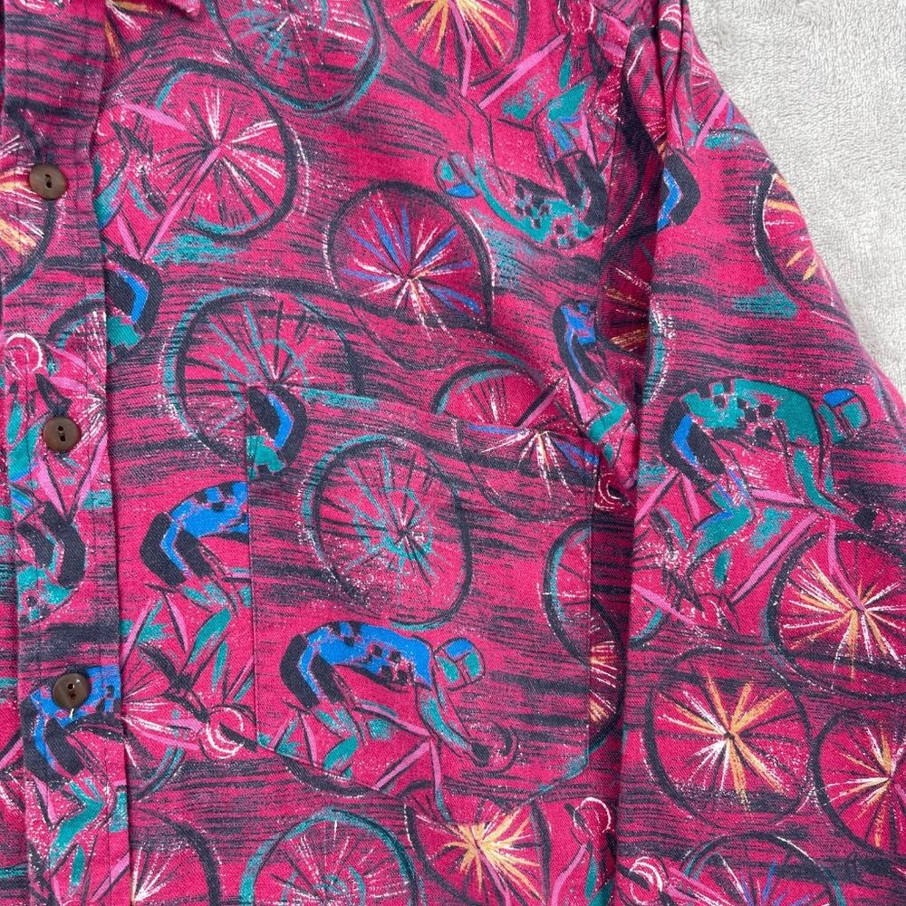 Alexander Julian Vintage Cycling Road Biking Allover Print Flannel Shirt - Picture 4 of 11